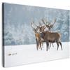 MuchoWow© Quadri su Tela Foto Quadro Moderno Soggiorno Canvas Decorazioni | 90x60 cm - Camera da Letto Cervo - Animali - Neve - Inverno - Paesaggio - Natura
