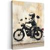 MuchoWow© Stampe su Tela Foto Quadri Moderni Camera da Letto Canvas Quadro | 50x70 cm - Salotto Decorazione Parete Vintage - Street art - Moto - Ragazzo - Graffiti - Nero - Banksy