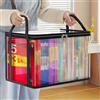 Generic Scatola portaoggetti grande, trasparente, con coperchio pieghevole a 180°, resistente, salvaspazio, organizer per libri, vestiti, documenti, 2 pezzi (nero)
