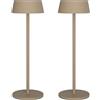 K-Bright 2 pcs LED Lampada da tavolo senza fili in alluminio Khaki | Luce calda da 3000K, Protezione IP54 Lampada Led Ricaricabile senza fili, Adatto A Cena, Lettura, Camera, Giardino