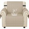 Ystyle Copripoltrona 1 Posto Con Braccioli Universale, Beige | Copri Divano Antigraffio Gatto Con Tasche Laterali, Sofa Cover Antiscivolo Lavabile per Animali, Copridivani Mobili Protector
