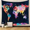 Generic Arazzo con mappa del mondo, astratto, colorato, da appendere alla parete, decorazione per camera da letto, soggiorno, ufficio, bohémien, arte artistica da parete