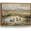 FajerminArt Quadri Moderni con Cornice Vintage Anatra Selvatica Stampe da Parete Rustico Primavera Stagno Canna Quadro Natura Campagna Lago Animale Stampa Su Tela Decorazioni per Soggiorno Camera da Letto 30X40cm