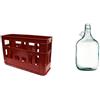 BOTTIGLIERI CASALINGHI Kit Cassa Porta Dame con 3 Dame in Vetro da 5 Litri comprese di Tappo in PVC con Anello per Alimenti, Ideale per Il Trasporto e la conservazione in casa