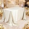 Generic Tovaglia rettangolare in raso, colore bianco crema brillante, morbida e setosa, decorazione da tavolo per matrimoni, banchetti, sala da pranzo, interni ed esterni, 217 x 145 cm