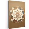 MuchoWow© Quadro su Tela Stampe da Parete Quadri Cucina Camera da Letto | 40x60 cm - Dipinto Arredamento Casa Mandala - Fiori - Bianco - Marrone