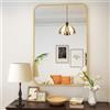Koonmi Specchio da Parete Oro, Specchio da Bagno con Angolo Tondo 61x91 cm, Specchio da Parete Moderno con Telaio in Lega di Alluminio per Montaggio a Parete Orizzontale o Verticale, Oro