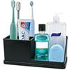 Generic Portaspazzolino in silicone per bagno, portaspazzolino elettrico e dentifricio, 4 scomparti, organizer per spazzolino da denti, piano del bancone, accessori per bagno, doccia, mobile da bagno - Nero