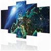 decomonkey Quadri Moderni Soggiorno Pianeta Universo, 5 pezzi, 150x75 cm | Tela strutturata su telaio in legno, decorazione per camera da letto e ufficio, terra, Quadro Stampa su Tela