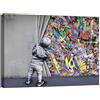 canvashop Quadri Moderni Soggiorno Banksy Bambino Apre il Sipario 120X70 | Quadro Moderno, Tela Canvas, Stampe Da Parete, Street Art, Graffiti, Bansky