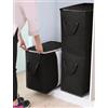Generic Confezione da 3 borse resistenti con cerniera | Organizer impermeabili per lo spostamento e i viaggi | Maniglie ripiegabili per vestiti, letti, spazi vuoti, stile verticale, nero