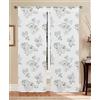 Home Tresor - Coppia Tende a Vetro | Tendine per Finestra e Portafinestra d'Interni, Cucina, Cameretta, Soggiorno | Set 2 tende Tokio Semitrasparenti (Fiore Grigio, cm. 70x150)