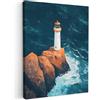 MuchoWow© Stampa Foto Quadro Moderno Quadri Moderni Soggiorno Con Cornice | 30x40 cm - Stampe Da Parete Camera Da Letto Matrimoniale Decorazione Canvas Faro - Roccia - Mare - Onde