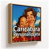 ConKrea - Caricatura dalla Tua Foto Personalizzata | 40x40cm | Stile Caricatura Colorata | Quadro su Tela Canvas con Cornice Rovere | Idea Regalo Divertente per Famiglie e Coppie