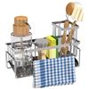 Generic Organizzatore per Lavello da Cucina con Porta Spazzole Alto, Porta Spugna per Lavello, in Acciaio Inox 304 Antiruggine, Organizzatore per Dispenser di Sapone da Banco, Decorazione e Accessori - Grigio