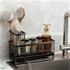 Generic Supporto per spugna per lavello da cucina, contenitore autoadesivo per lavello con portaspazzole, autosvuotante, organizer in acciaio inox per spugna, spazzola, sapone (aggiornato)