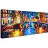HALFLEMART Ponti di notte Stampa su tela con cornice Luci colorate della città Pittura Quadri su tela Quadri Moderni Foto su Tela Poster Stampe da Parete soggiorno Camera da letto 50x120cm