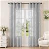 Ystyle Tende per Interni in Voile 2 Pezzi, 140x300 CM, Grigio | Tende Trasparenti con Motivo di Piume Argento, Tenda Semitrasparente con Anelli, Moderno per Camera da Letto e Soggiorno
