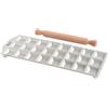 Marcato Stampo per Ravioli, Forme per Ravioli, Alluminio, Mattarello in Legno Incluso, Preparazione Facile, Design Elegante, RA-Q50X24-CLS