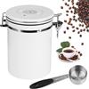 ZONJIE Barattolo Ermetico per Caffè in Grani Con Coperchio Sottovuoto, Contenitore per Tè, in Acciaio Inox Con Chiusura per Aromi (Bianco, 2.8L)