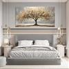 NXMYDBD Quadro su tela Albero della vita con foglie dorate, stampa di paesaggi autunnali, oro e beige, quadro per la casa, 50x100cm (20x39 pollici), senza cornice