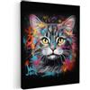 MuchoWow© Quadri Grandi Dimensioni Quadretti Da Parete Quadro Moderno | 30x40 cm - Camera Da Letto Stampa Foto Su Tela Soggiorno Cornice DecorazioniGatto - Graffiti - Animali - Colori - Grigio