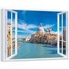 LuxHomeDecor Quadro finestra panorama Canal Grande Venezia - Stampa su tela con telaio in legno - 70x50 cm