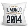 Mugffins Cuscino Compleanno - En italiano - Rendo il Mondo un Posto Migliore - Idee Regali Divertenti - Rivestimento e Imbottitura (40x40 cm). Tatto Cotone