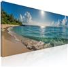 CheQuadro! Quadro mare per soggiorno, quadro marino grande moderno Spiaggia Tropicale con Acque Turchesi e Cielo Soleggiato stampa su tela, intelaiato pronto da appendere seal20-120x50 cm