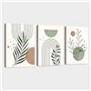 FajerminArt 3Pcs Quadri Moderni Verde Salvia Boho Stampa su Tela Con Cornice, Astratto Nordic Verde Pianta Foglia Quadro Pittura su tela Poster da Parete Decorazione Murale Soggiorno Camera da Letto 30x40cmx3