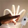 XUNATA Striscia LED COB Dimmerabile con Interruttore, Alta luminosità 288 LED/m, IP65 impermeabile, Nastri LED Flessibile Luce a Corda con Alimentatore 220V (1m, Bianco Naturale)