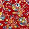 Jukway Tessuto di cotone al metro, 50 x 145 cm, 100% cotone, motivo bronzante, stampa floreale, per cucito, trapuntatura, artigianato, tende, tappezzeria (01- Design, Rosso)