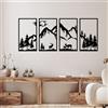 DUOOLN 4 decorazioni da parete in metallo con scena di montagna, disegno a linee nere, arte da parete astratta minimalista rustica natura scultura da parete per giardino decorazione domestica