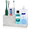 Generic Portaspazzolino in silicone per bagno, portaspazzolino elettrico e portadentifricio, 4 scomparti, organizer per spazzolino da denti, piano del lavabo, accessori per bagno, doccia, mobile bagno - Marmo