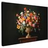 MuchoWow© Stampa Su Tela Decorazioni Pareti Canvas Grandi Dimensioni Quadri | 120x80 cm - Con Cornice Moderni Quadro Soggiorno Foto Camera Da Letto Muro Oro - Fiori - Vaso
