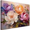 Feeby Quadro su Tela Non Tessuta - Stampa Su Tela - Mazzo colorato Fiori di peonia - 60x40 cm - Decorazione Murale - Moderno Soggiorno - quadri moderni soggiorno - poster
