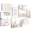 Novart Quadros - Completamente Pronto Da Appendere - Immagini - Spiaggia Mare Relax - 7 Pezzi Set Moderni - N023471a