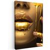 MuchoWow© Quadri Moderni Soggiorno su Tela Quadro Canvas Foto Dipinti | 60x90 cm - Camera da Letto Decorazioni Pareti Donna - Oro - Labbra - Ritratto
