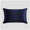 FLCA Federa in 100% seta di gelso Charmeuse da 19 momme, con lato inferiore in lyocell per capelli e pelle, 1 pezzo, 50 x 75 cm, chiusura a busta ipoallergenica (blu navy)