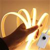 XUNATA Striscia LED COB Dimmerabile con Interruttore, Alta luminosità 288 LED/m, IP65 impermeabile, Nastri LED Flessibile Luce a Corda con Alimentatore 220V (0.5m, Bianco Caldo)
