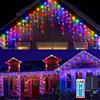 KINGCOO Tenda luminosa solare per esterni, impermeabile, 3 m, 128 LED, con telecomando, 8 modalità, illuminazione natalizia per giardino, balcone, matrimonio, decorazione da parete (multicolore)