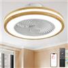 Caunmar Plafoniera Con Ventilatore Da Soffitto, Ventilatore Da Soffitto Legno Con Luce Design Moderna, LED Dimmerabile/6 Velocità Con Timer, Reversibile Motore DC, Lampadario Con Ventola Per Camera Da Letto-A