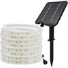 XUNATA Striscia LED 24V Solare/USB, IP68 Impermeabile FPC 120 LED/m, 8 Modalità per Decorazione Interni/Esterni (Bianco freddo,4m)
