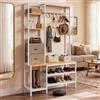 YITAHOME Appendiabiti con supporto per scarpe, mobile da guardaroba a piantana con 2 ripiani, appendiabiti industriale con 9 ganci adatto per ingresso, soggiorno e camera da letto, in struttura