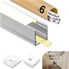 GEEKLUX 6× Profili per Strisce LED da 2 M in Alluminio （Totale 12 M）， Canalina led con Copertura Opaca, Compatibile con Strisce led di Larghezza Inferiore o Uguale a 15 MM - 20 x 20 MM (SL12, 6*2M=12M)