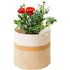 KMERCE Grande cesto per piante intrecciato, diametro 25 cm, vaso per piante da camera, cesto per fiori per interni, cesto grande interno boho, vaso per piante lavorato a maglia con manici