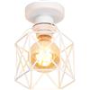 PETITES ECREVISSES Lampada da soffitto Industriale E27 Plafoniera Vintage Bianco Lampadario a Sospensione Retro in Metallo gabbia Geometrica 16cm Illuminazione Interni per Camera da Letto Cucina (Esagono-P-1)