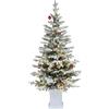 YITAHOME Albero di Natale artificiale prefabbricato con illuminazione, abete sottile con 11 bacche rosse, 358 rami miscelati in PE/PVC e 100 LED bianco caldo per soggiorno, decorazione ufficio