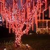 CGUOZI 30cm 8 Tubes 192 LEDS Luci Pioggia Meteore, Luci Della Pioggia di Meteore IP65 Tubo a spirale Luci Stringa meteora doccia per Natale Halloween Albero del Giardino Festa di Nozze Rosso
