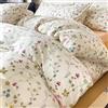Wotcsil Set Copripiumino Una Piazza e Mezza Fiori Cotone Bianco Copripiumino Floreale 200x200 cm 3 Pezzi in Cotone con Motivo di Fiori Foglie e 2 Federe 50x75cm, Rosa